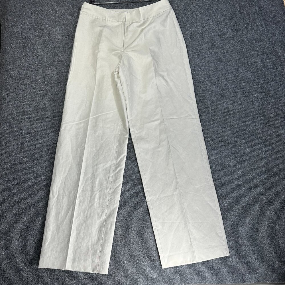Talbots Collection Pants Womens 12 Beige Linen Blend Wide Leg Trouser NEW